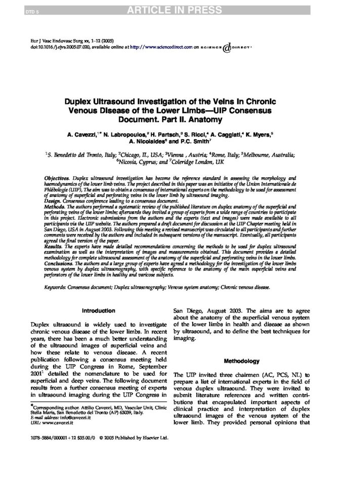 Duplex Ultrasound Investigation Of The Veins In Chronic Venous Disease ...